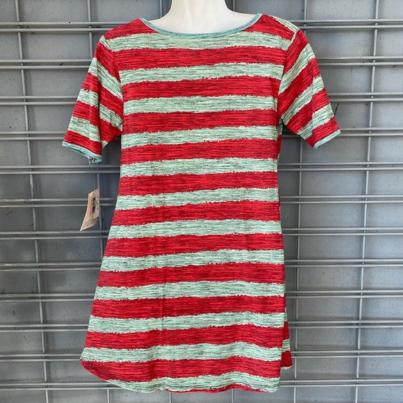 LulaRoe Striped & Microstriped Printed Perfect T High Low Top-#0230 - Picture 7 of 12